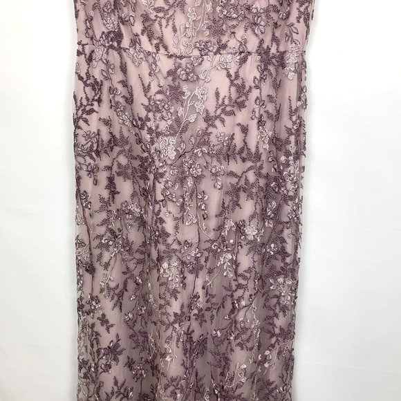 NWT La Femme 27956 Embroidered Crystal Gown Dress Dusty Lilac Purple 14 - Picture 5 of 10